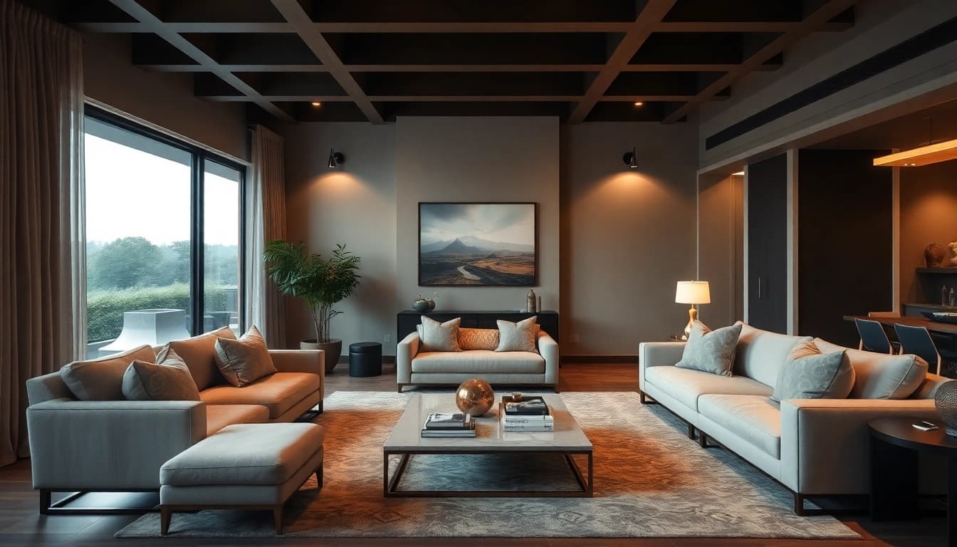 Enhance your Luxury experience with an elegant living room showcasing high-end furniture and stylish decor.
