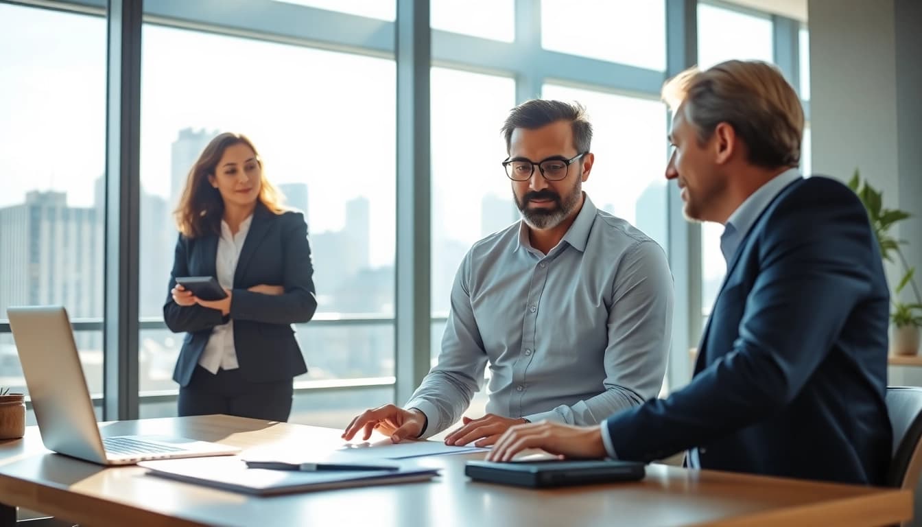 Headhunter Ingenieure conducting an interview, showcasing a professional atmosphere in modern office.