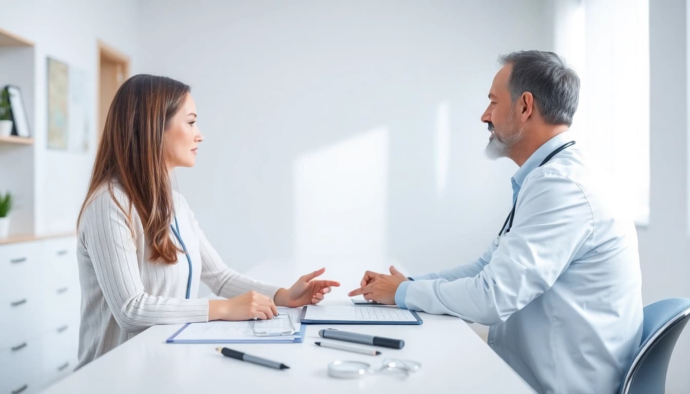 Driada medical consultations with a doctor and patient in a bright clinic.