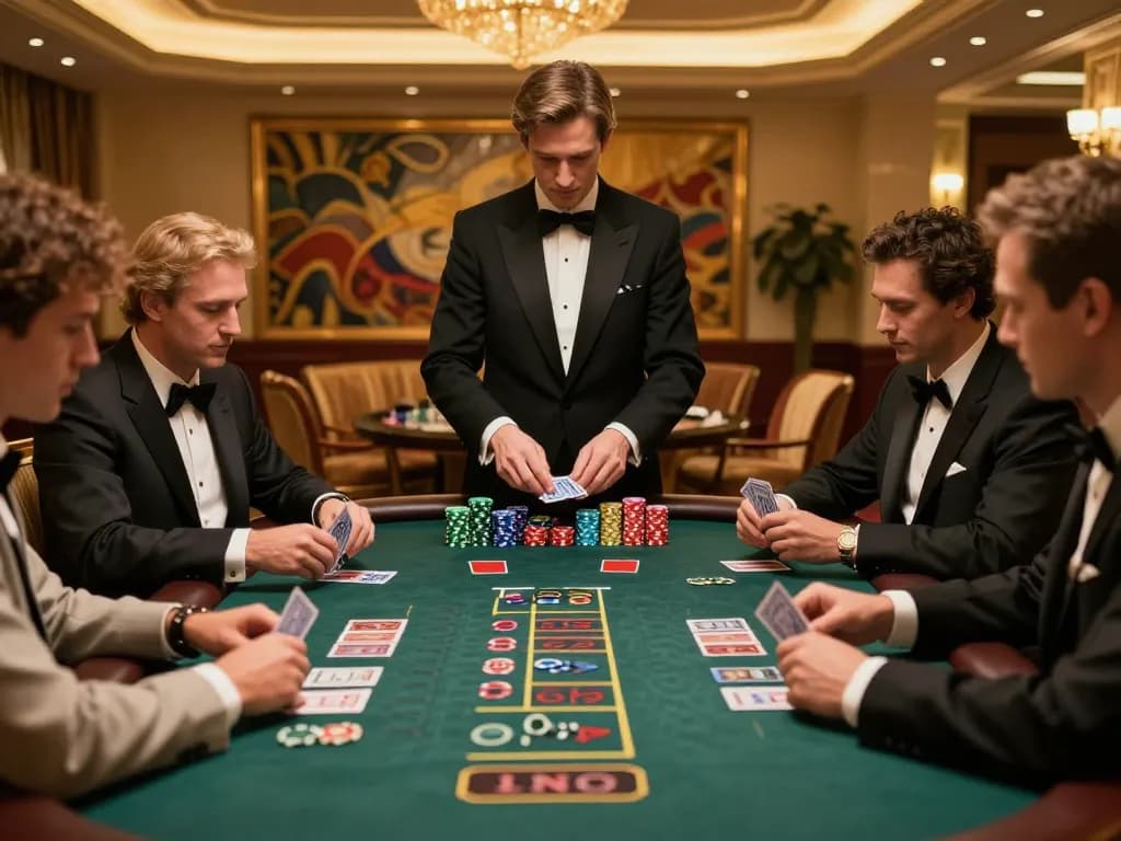 Players placing their bets at a Bsport blackjack table with a professional dealer.