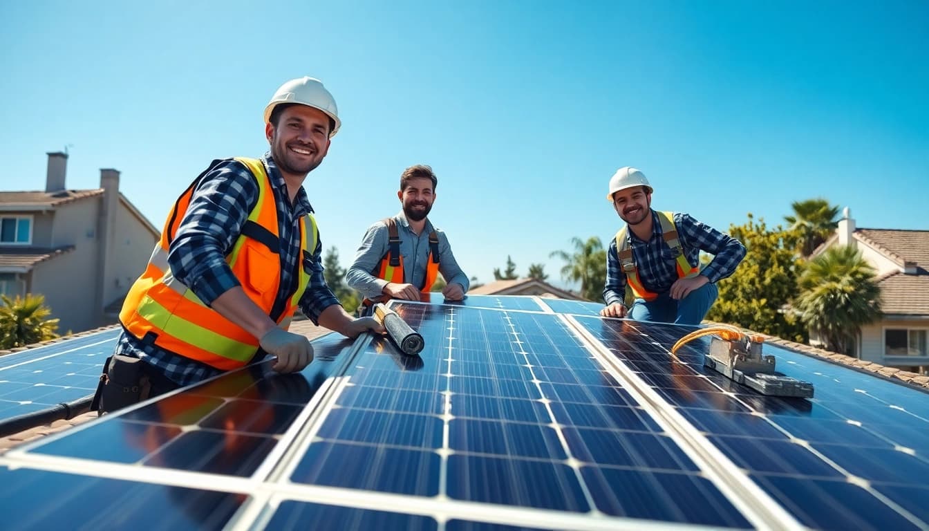 Solar Wien zeigt professionelle Installation von Solaranlagen auf einem Wohnhausdach.