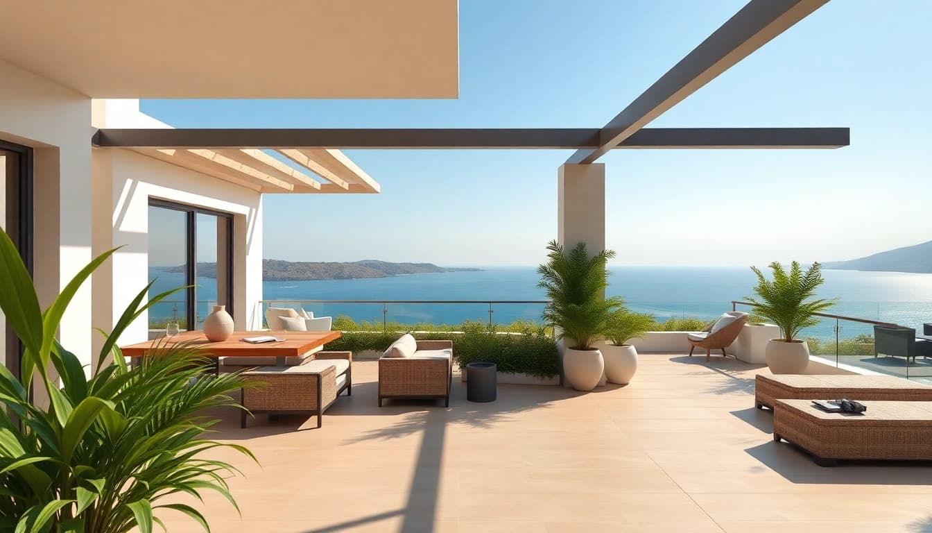 Buying a stylish apartment in Nordzypern, featuring stunning sea views and modern architecture.