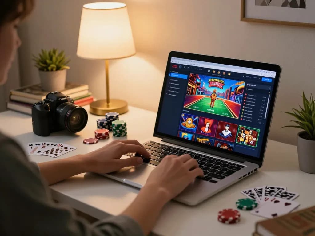 Player engaging in online gaming with 79sodoe, showcasing a dynamic home setup for betting.