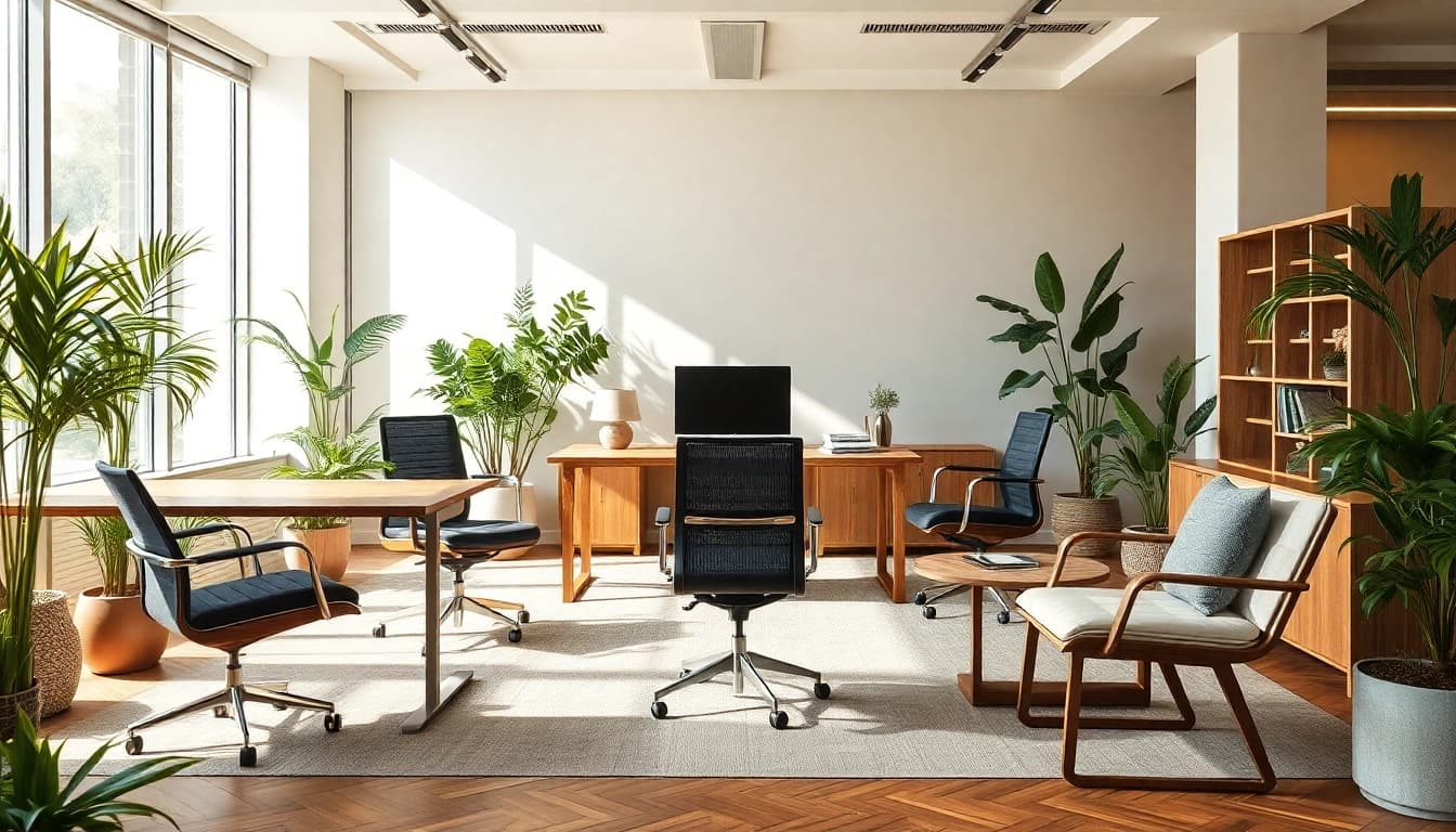 Ergonomische Büromöbel in modernem Büroambiente für optimale Produktivität und Stil.