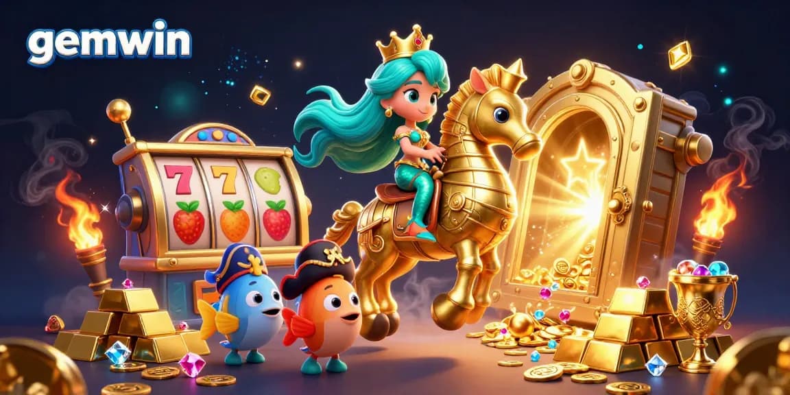 Engage in thrilling gameplay at gemwin with a vibrant casino scene showcasing mermaids and treasures.