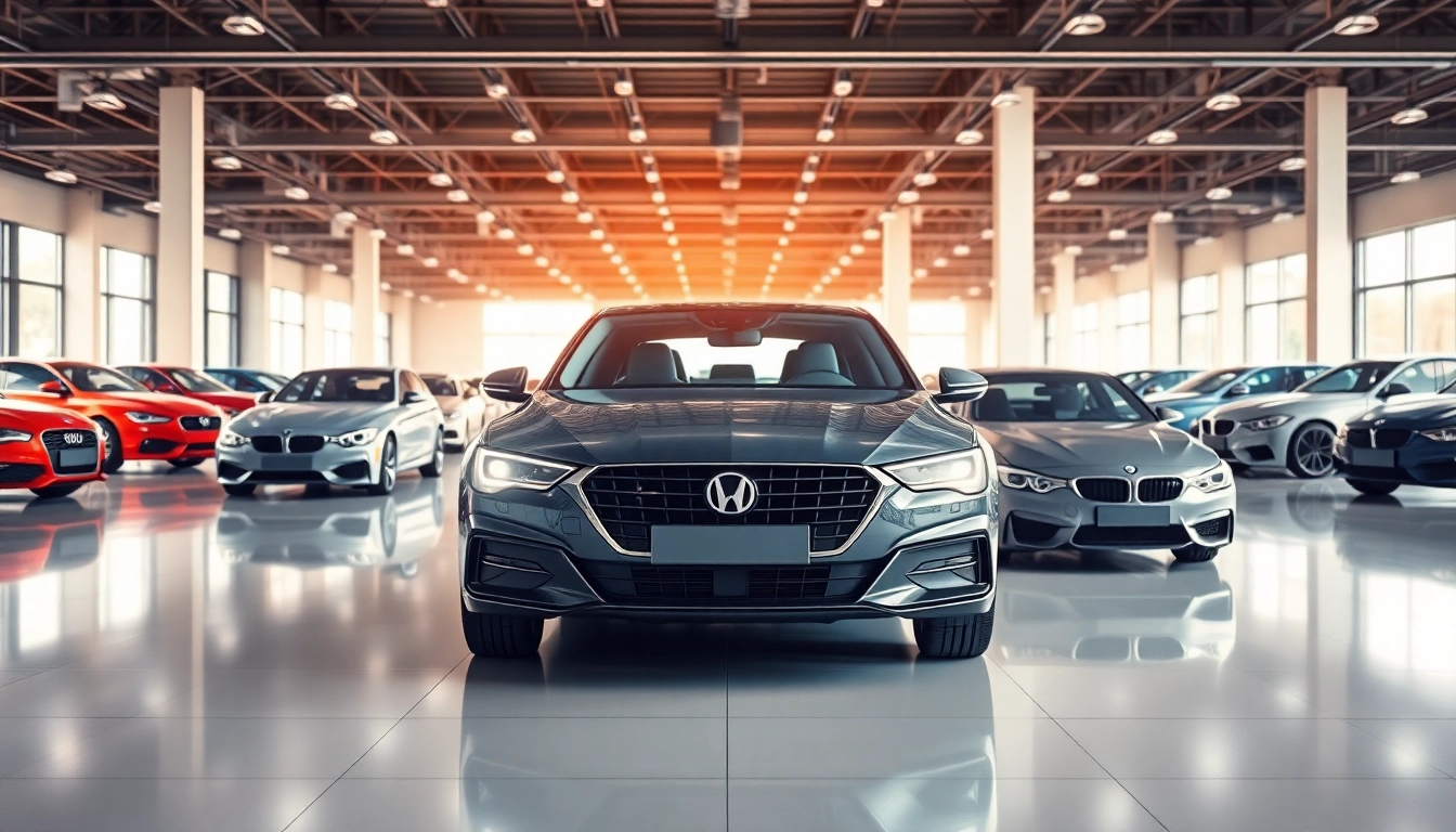 Auto kaufen in einem modernen Autohaus mit vielfältigen Fahrzeugen und lichtdurchfluteten Räumen.