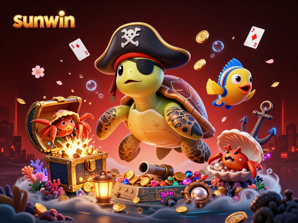 Experience thrilling slots with sunwin featuring vibrant underwater themes, treasure, and casino elements.