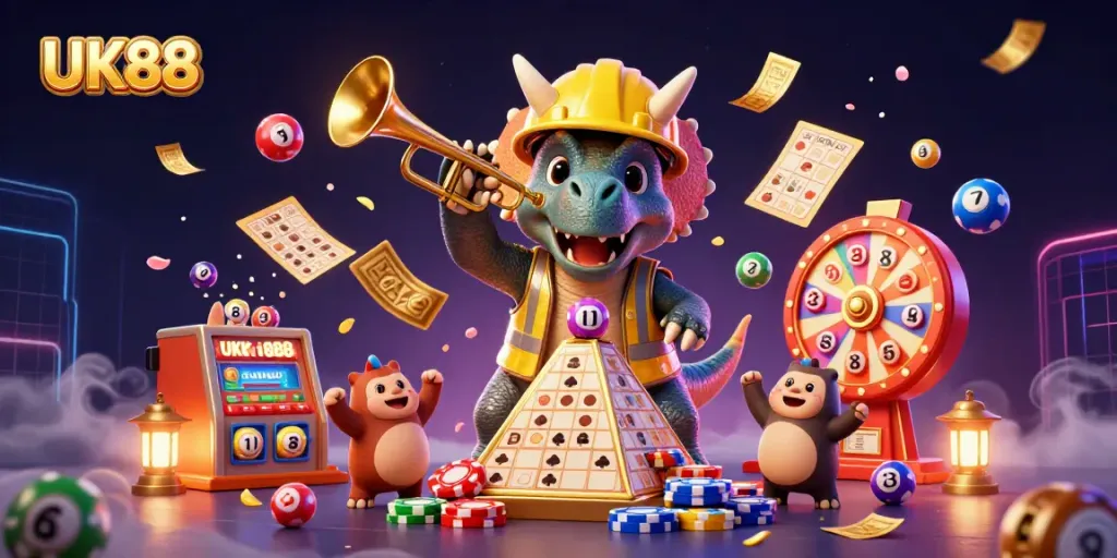 Engage with UK88's vibrant gaming world featuring thrilling lottery excitement and dynamic characters.