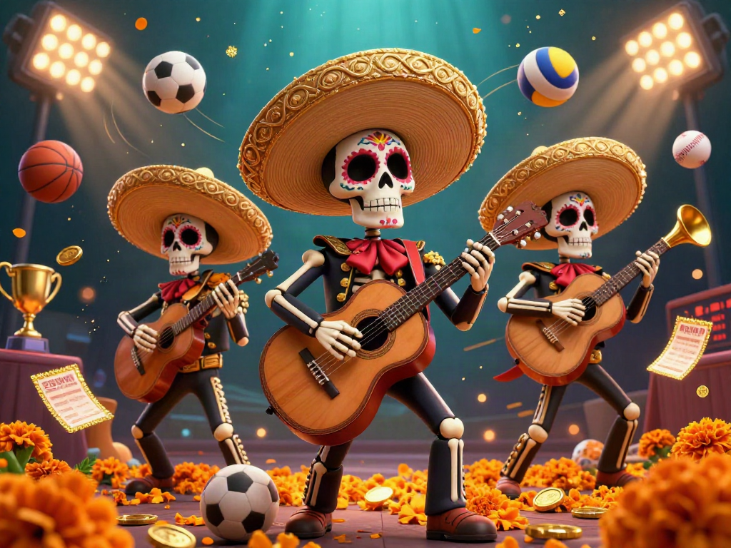 Experience the excitement of sports betting with 23win in a vibrant mariachi-themed casino scene.
