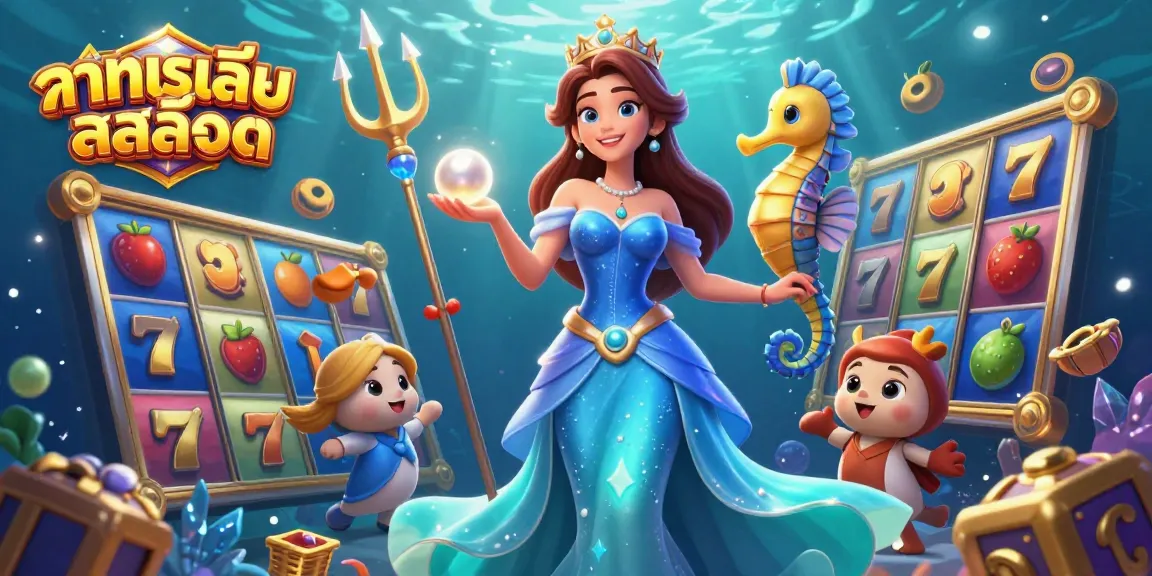 Experience exhilarating ทดลองเล่นสล็อต with vibrant slot reels and glowing treasures in a mesmerizing underwater scene.
