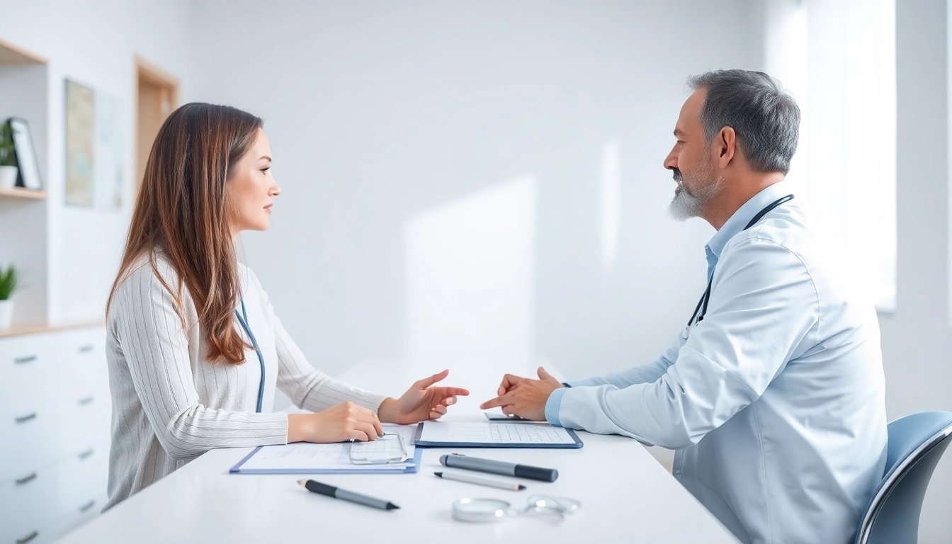 Driada medical consultations with a doctor and patient in a bright clinic.