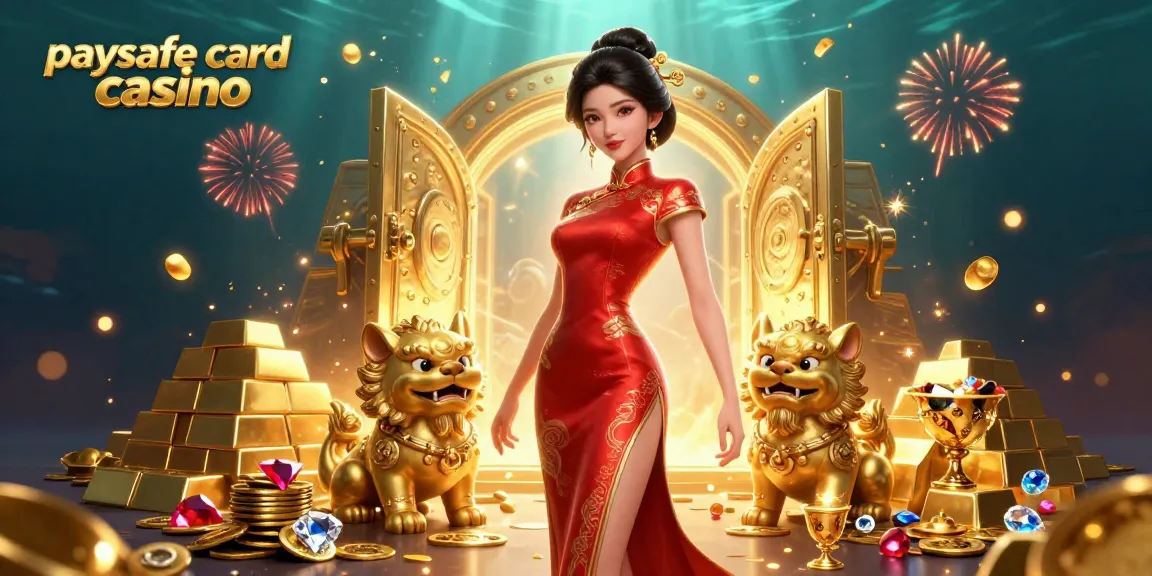 Erlebe die Aufregung im Paysafe Card Casino mit lebhaften goldenen Schätzen und festlicher Atmosphäre.