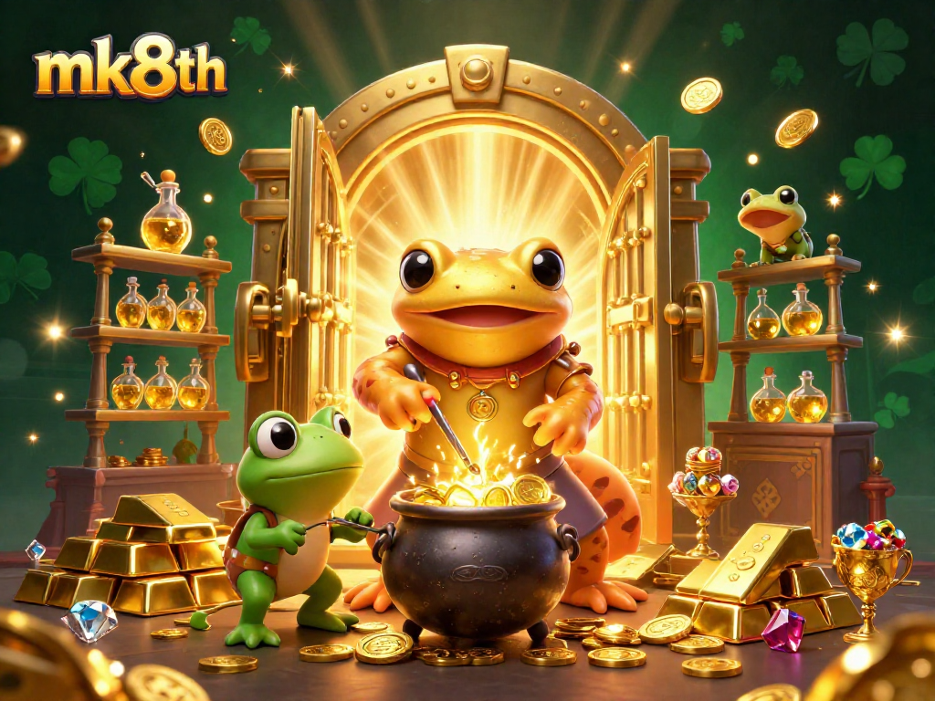 Engage with mk8th's immersive online gaming experience through this vibrant casino illustration.