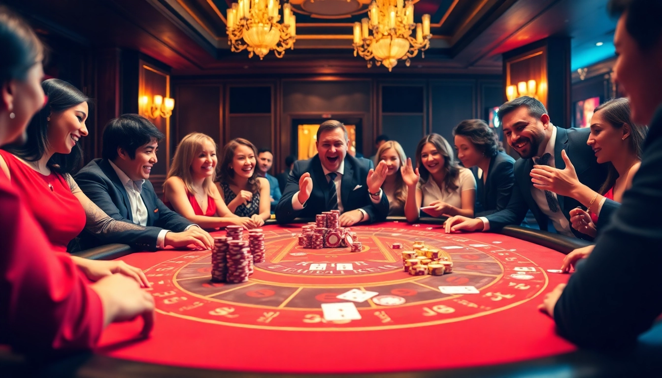 Az online casino játék izgalma, élénk színek és érdeklődő játékosok körében.