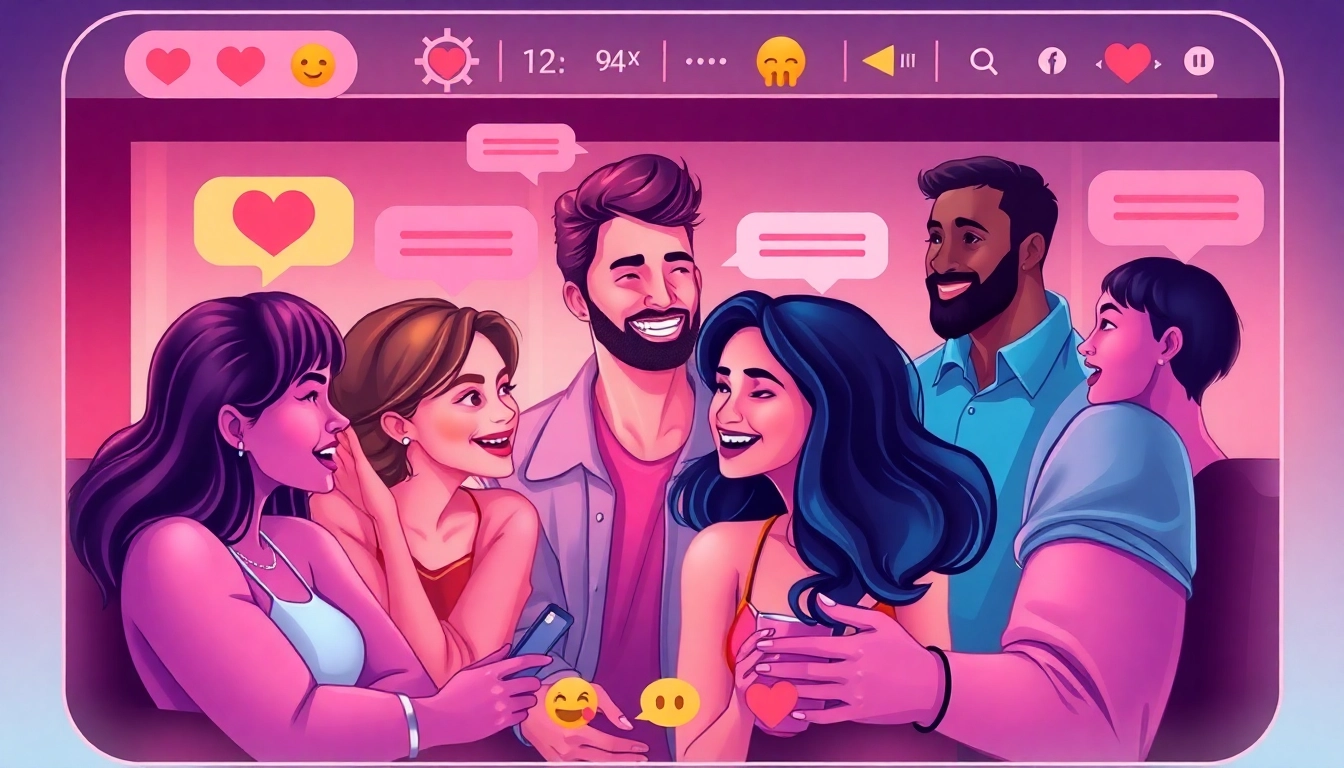 Engaging sex chat scene showcasing diverse participants and friendly interactions.