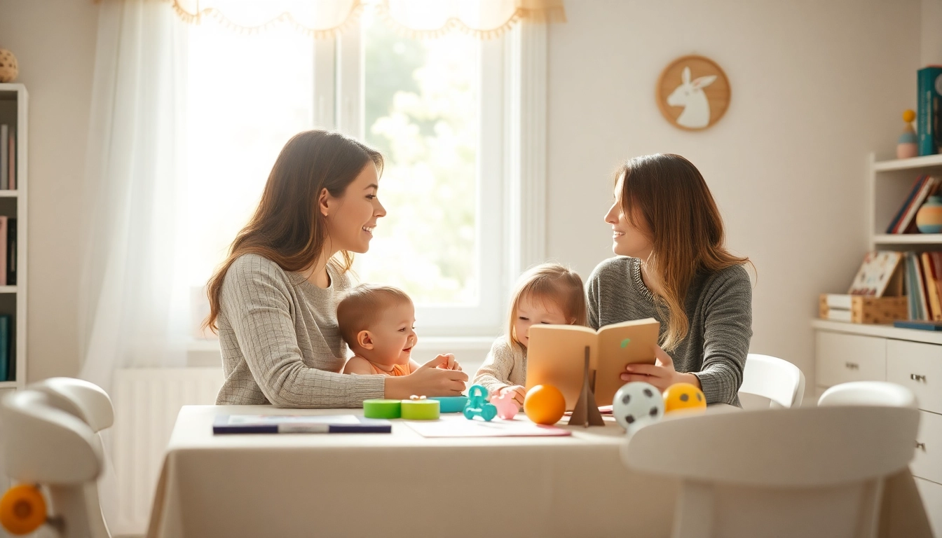 Liebevolle Familienszene in der Kindererziehung mit Mutter und Kind am Tisch.