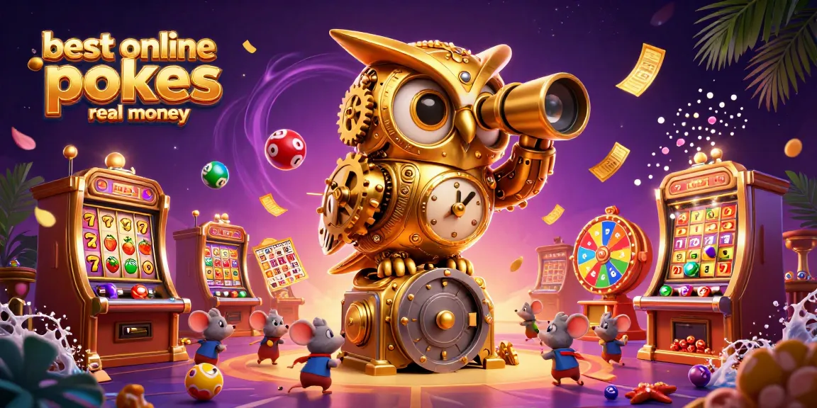Experience the thrill with the best online pokies real money depicted in a vibrant casino scene full of engaging gaming elements.