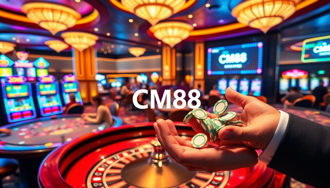 Engaged gamers enjoying CM88-inspired gambling excitement at a vibrant casino.