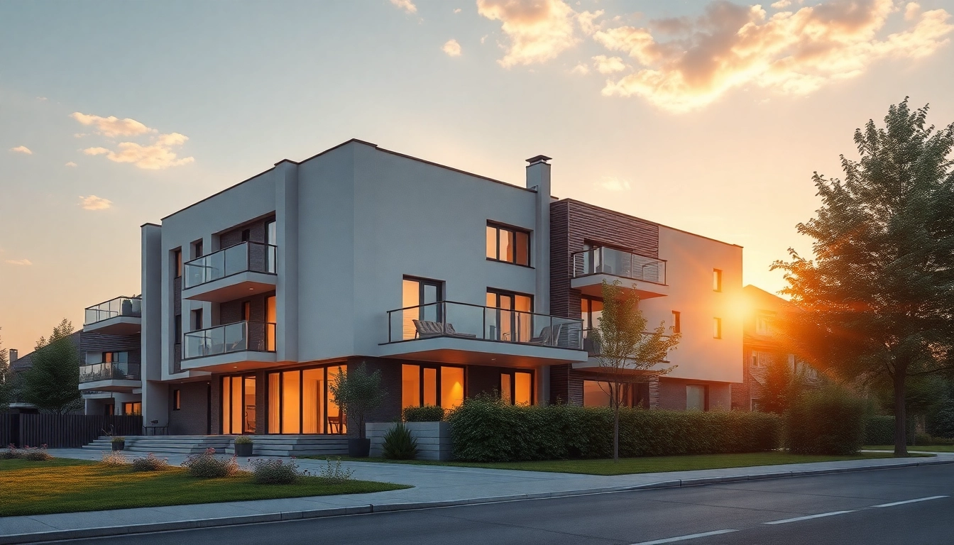 3D-Visualisierung Architektur zeigt moderne Fassaden mit Lichtspielen und Details für architektonische Entwürfe.
