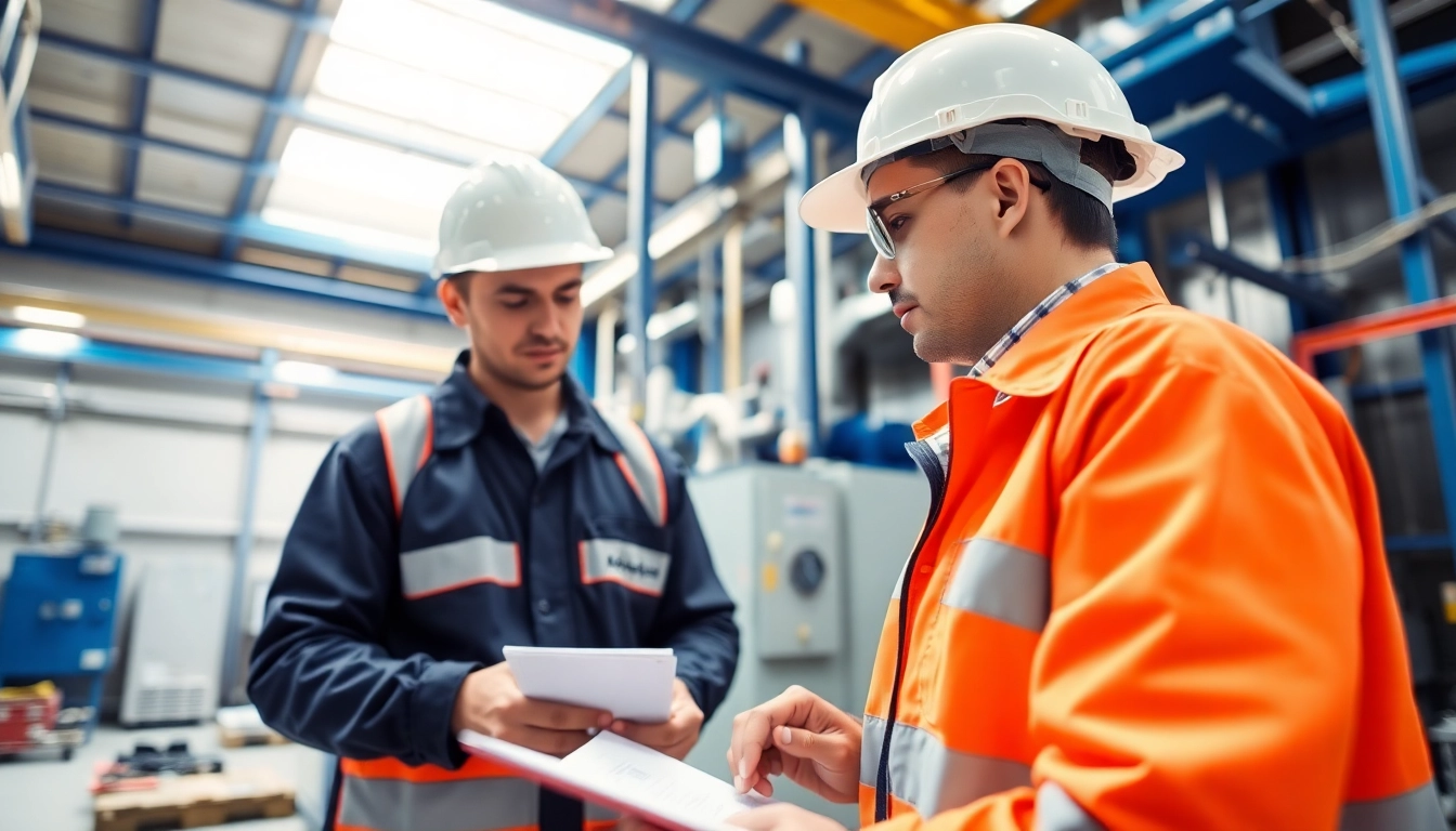 Technician performing DGUV V3 Prüfung with inspection tools, ensuring workplace safety.