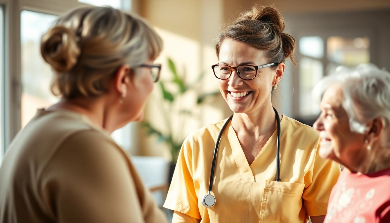 Engagierte pflegefachkraft hameln hilft einem Patienten in einem freundlichen Pflegeheim.