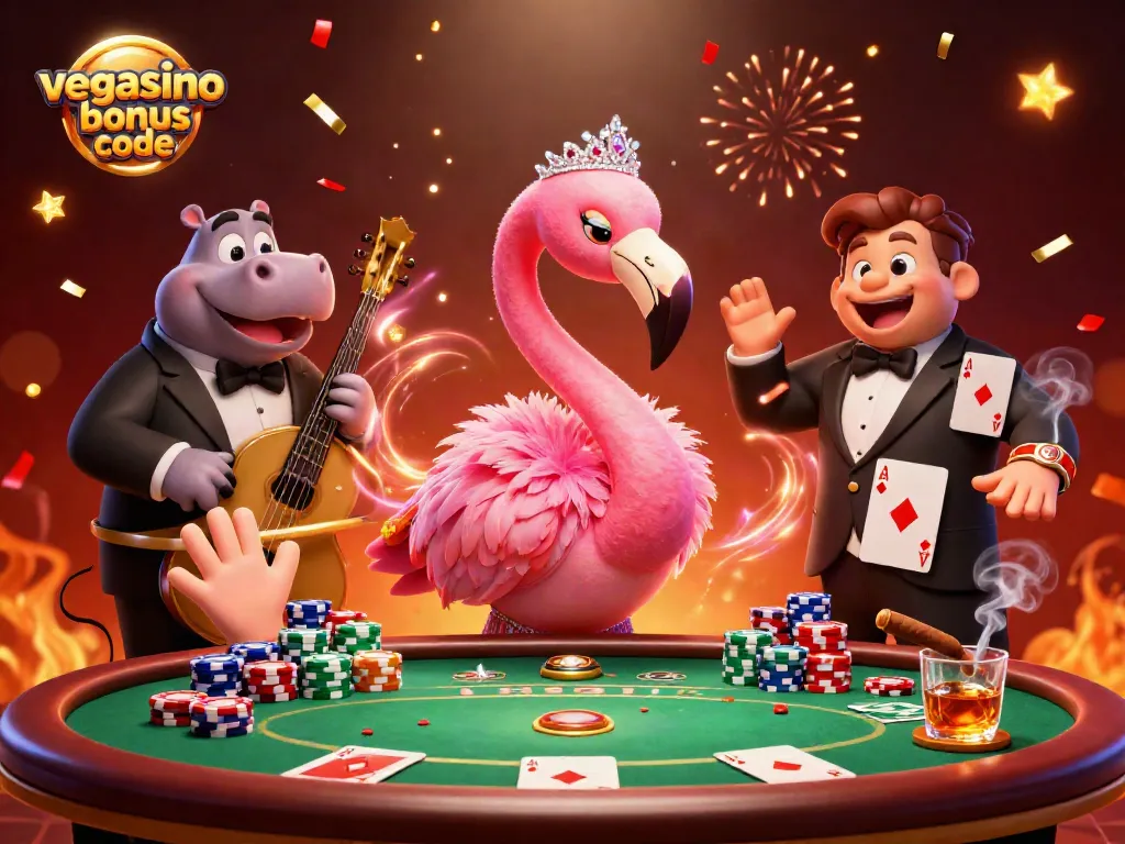 Experience exciting gameplay with the Vegasino bonus code at our vibrant casino illustration.