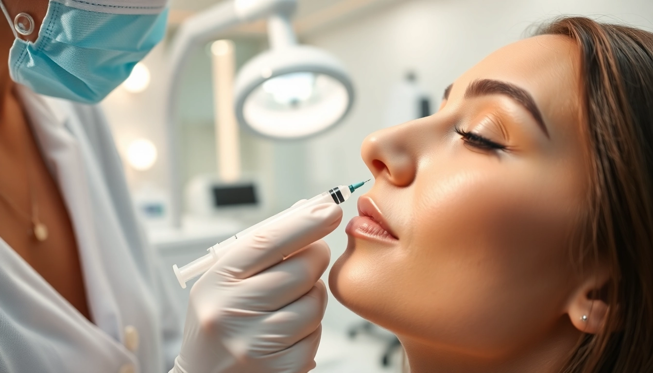 Revolax Filler-Anwendung auf Wange in modernem, einladendem Klinikambiente
