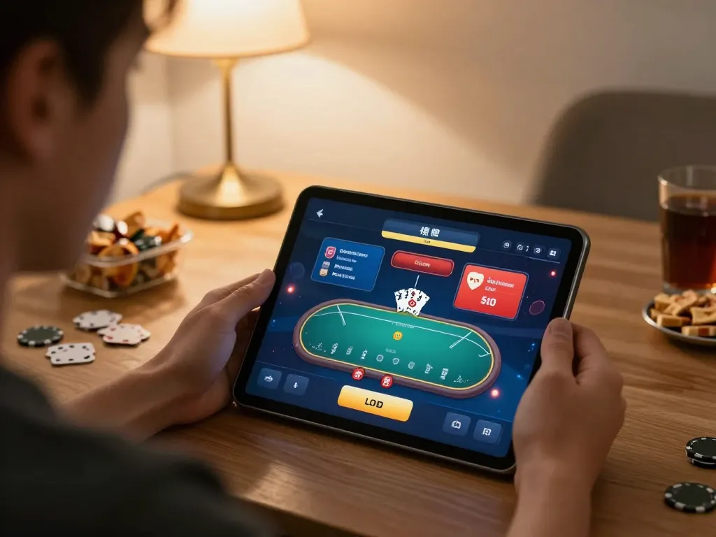 Engaged player analyzing strategies on go8casino while enjoying a cozy home atmosphere