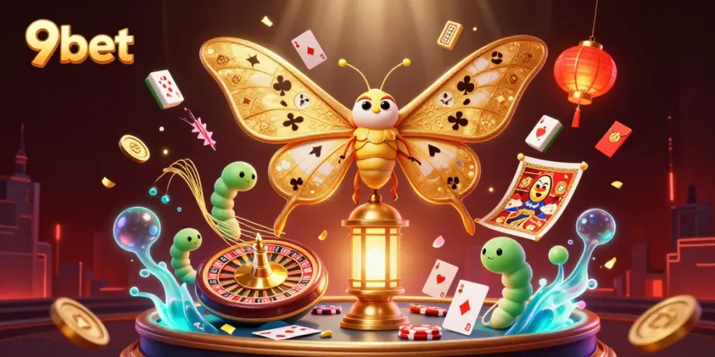 Experience thrilling gameplay with 9bet, featuring a vibrant illustration of an exciting live casino atmosphere.