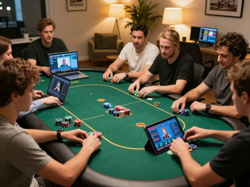 Players strategizing during an online casino session at cm 88, engaging with poker games and chips.