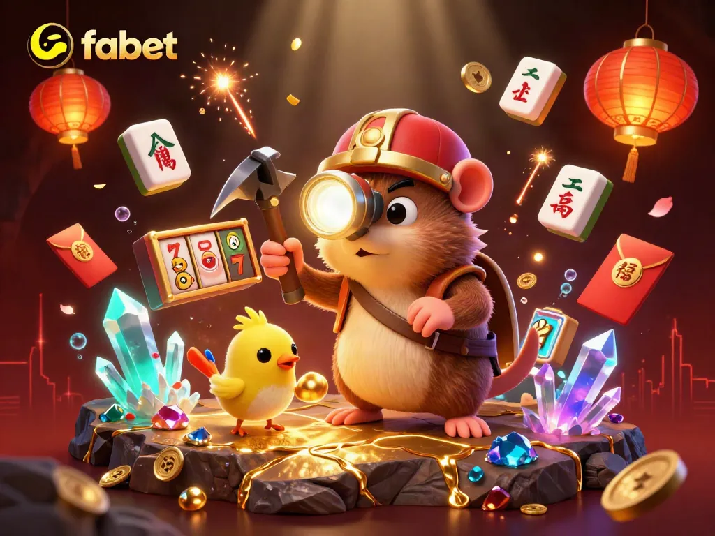Bet on fabet with an ultra-detailed 3D casino illustration featuring vibrant gaming elements and characters.