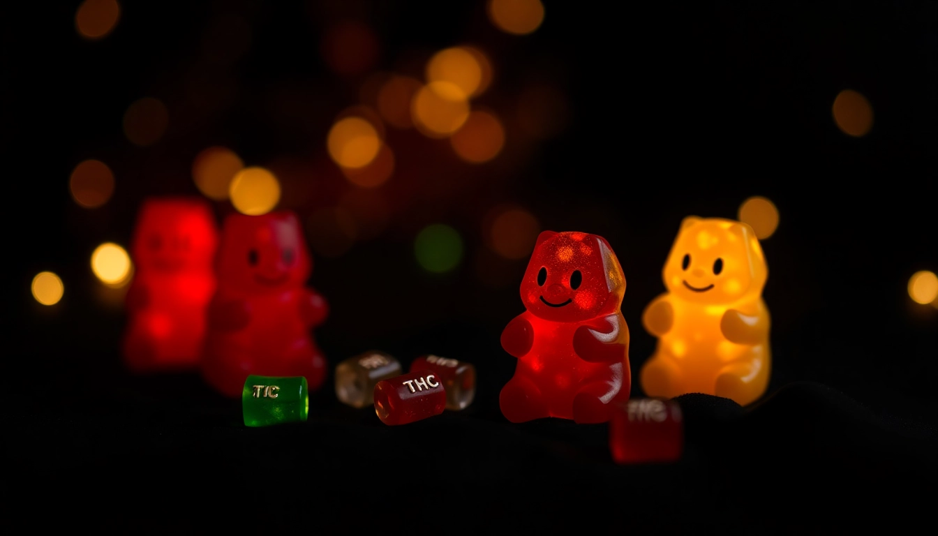 THC Gummibärchen zeigen eine bunten Vielfalt und kreative Präsentation der cannabis gummibärchen für Genuss und Entspannung.