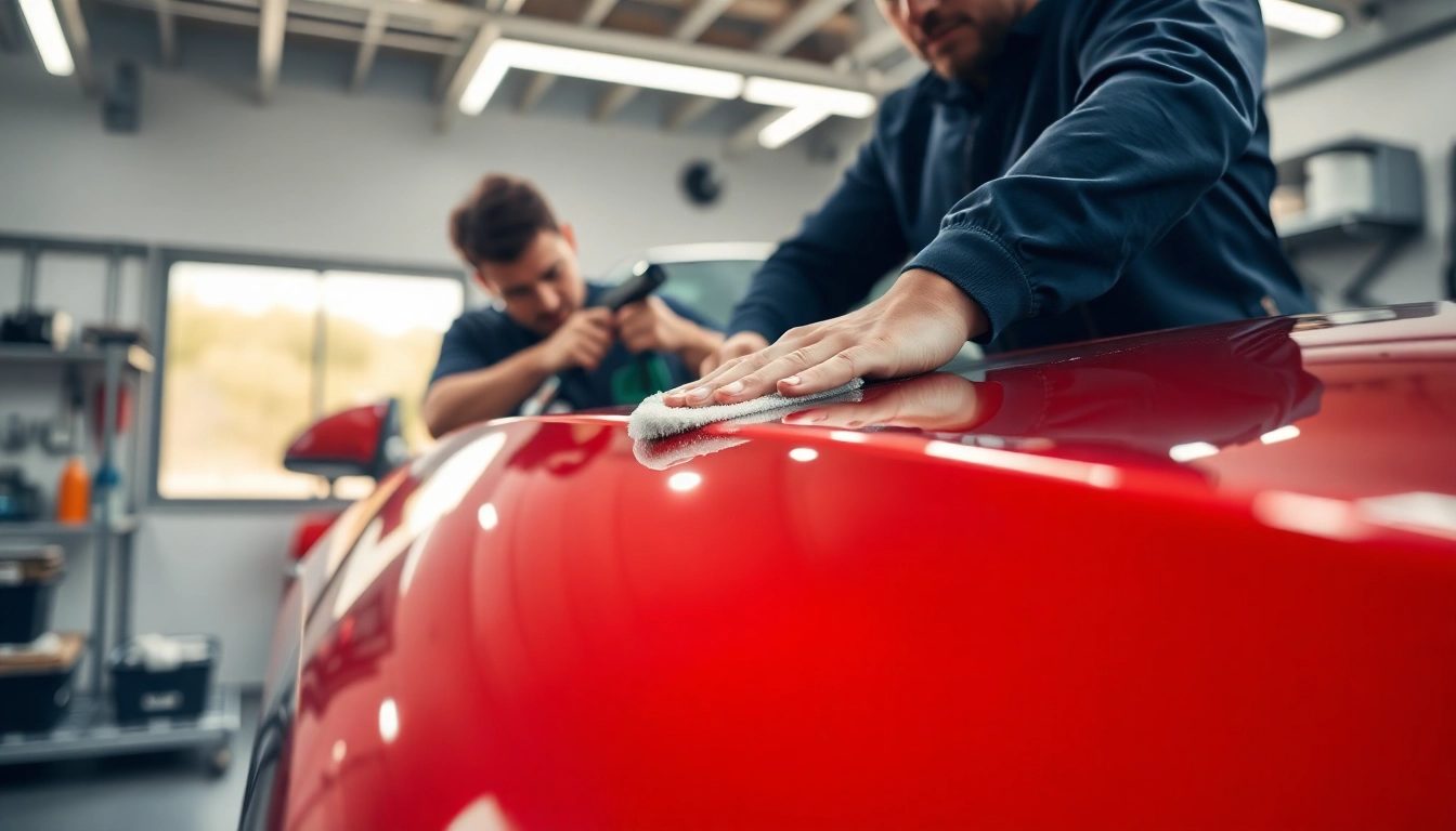 Fahrzeugaufbereitung in einem professionellen Auto-Detailing-Werkstatt mit Glanzfinish.