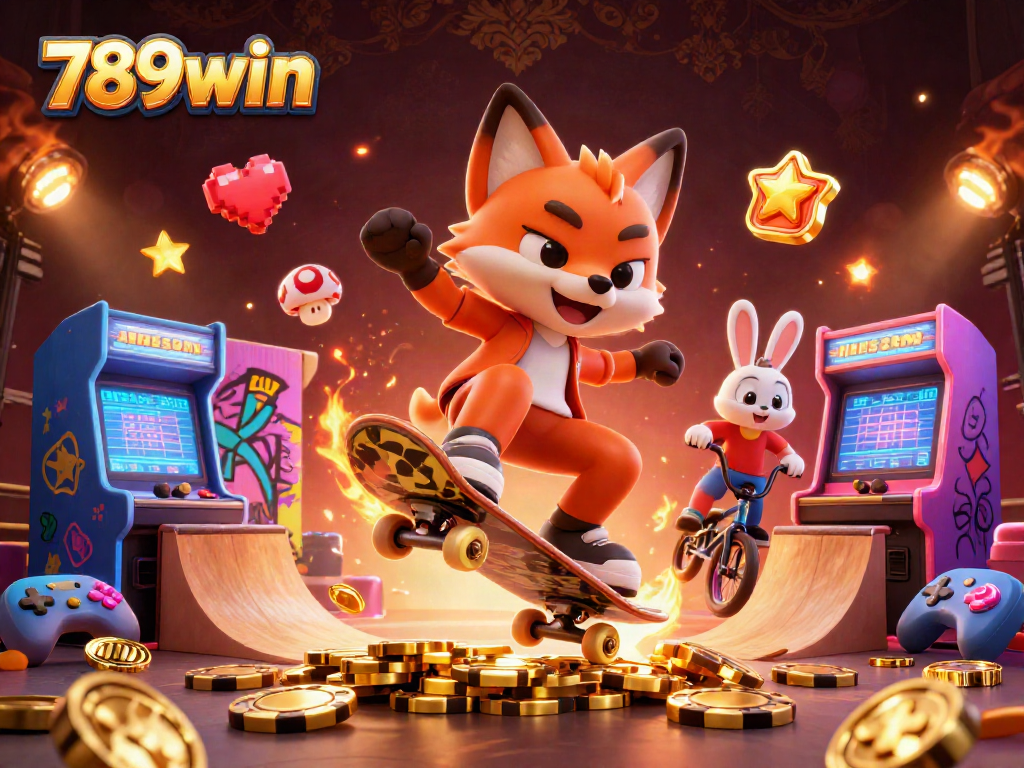 Engage with thrilling gameplay at 789win featuring vibrant casino-themed 3D characters and arcade elements.