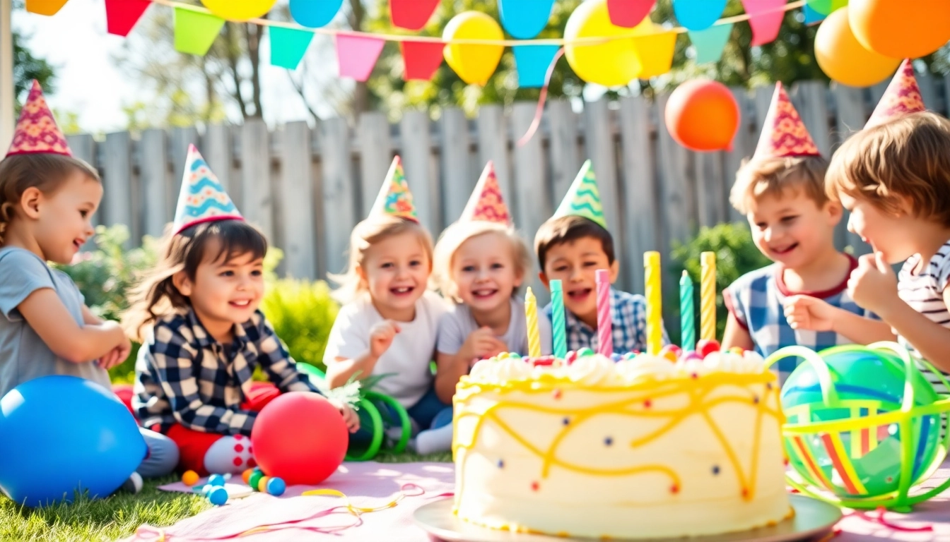 Kreative Spielideen für Kindergeburtstag 4 Jahre mit bunten Deko-Elementen.