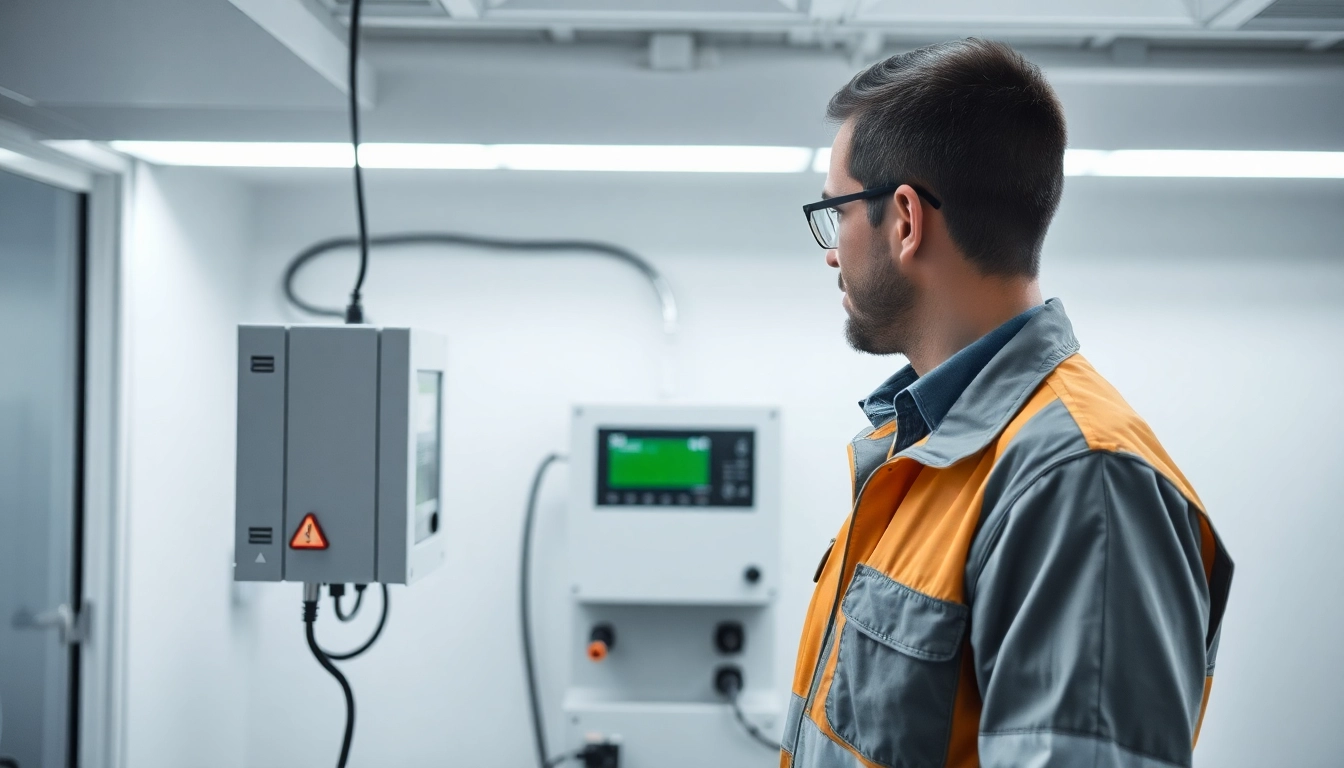Techniker führt eine DGUV V3 Prüfung an einem elektrischen Gerät durch, um Sicherheit und Funktionalität sicherzustellen.