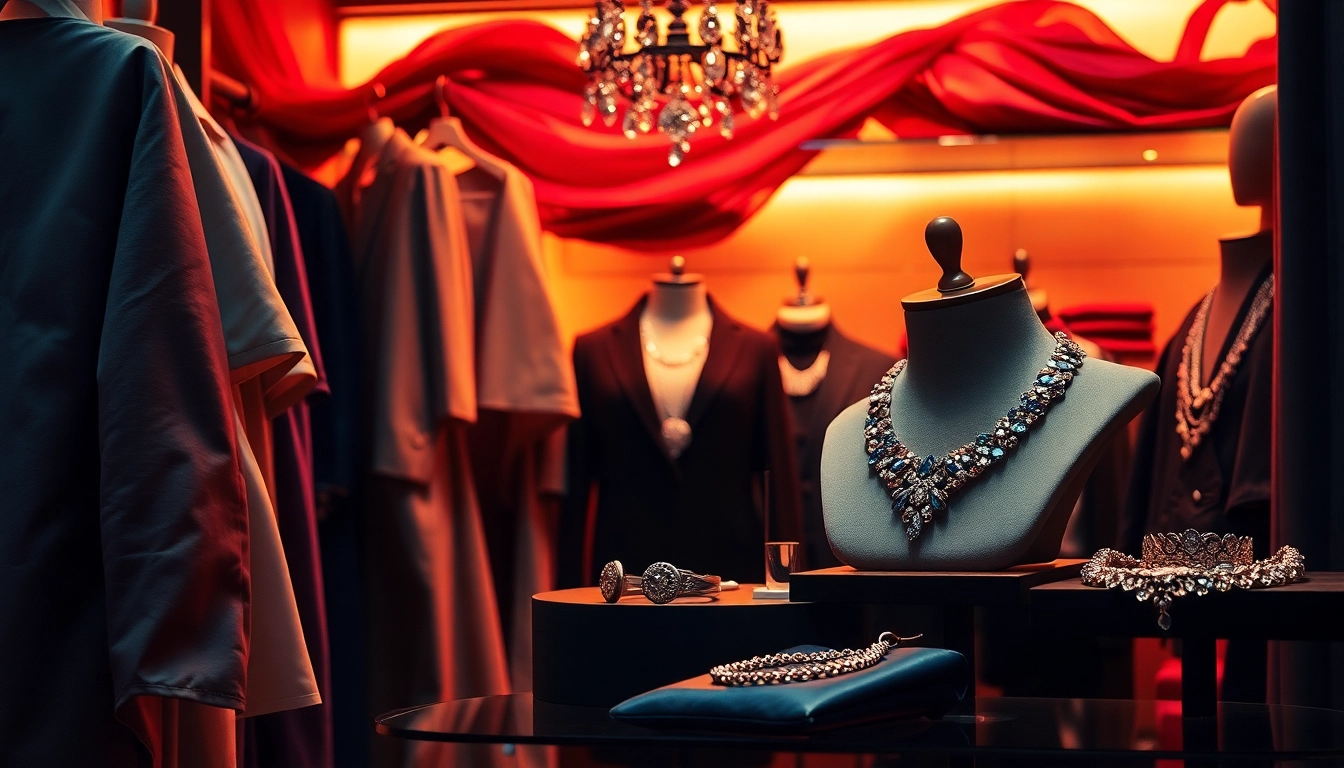 Experience luxury fashion at Alvionz with exquisite displays of high-end fabrics and accessories.