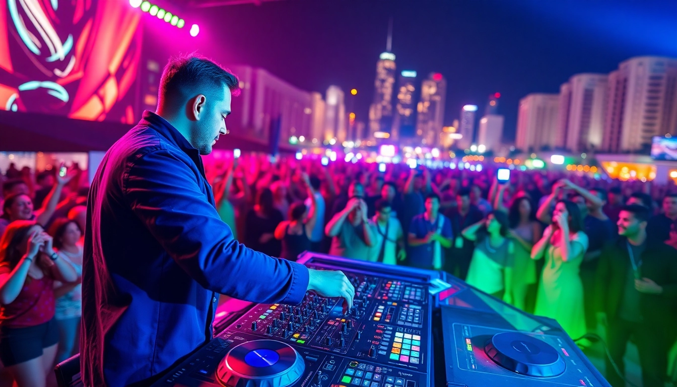 DJ in München begeistert mit dynamischer Performance im Freien.