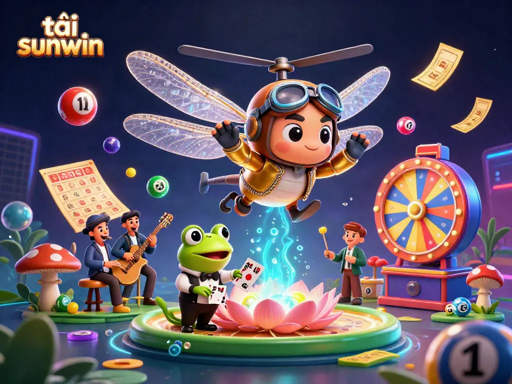 Experience the thrill of tải sunwin with vibrant casino elements and dynamic characters in this captivating scene.