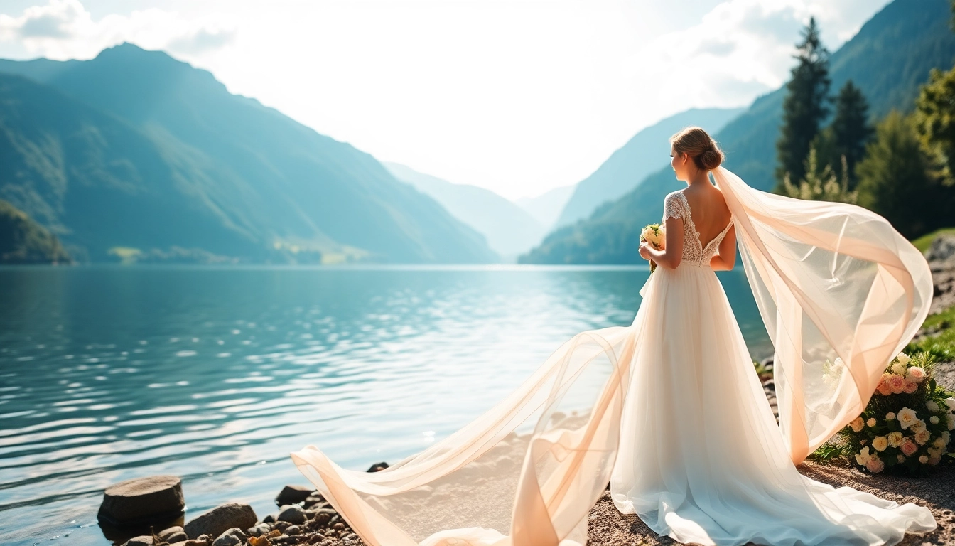 Hochzeitsfotograf Schliersee fängt romantisches Paar vor malerischer Kulisse ein.