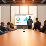 Headhunter Saarbrücken zeigt einen dynamischen Konferenzraum mit Führungskräften im aktiven Austausch.