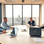 Business-Meeting zur Headhunter Nürnberg Strategie mit Fachleuten an einem Tisch.