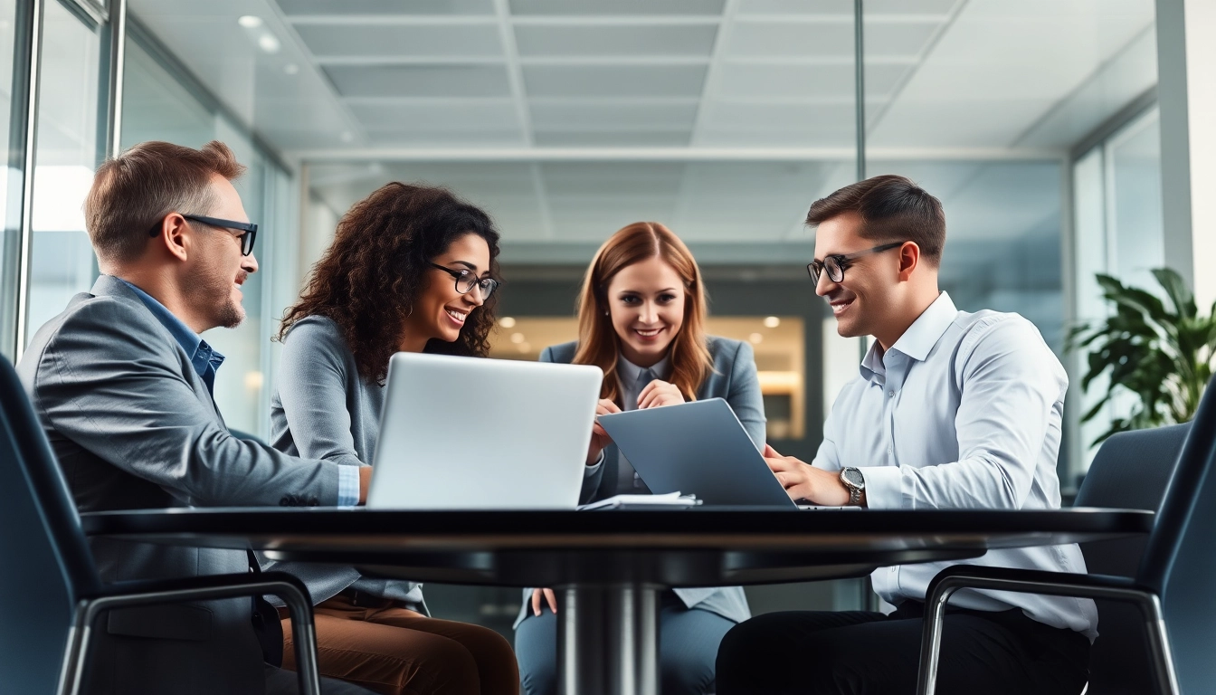 Diskussion über Headhunter Finance in einer dynamischen Büroumgebung mit modernen Requisiten.