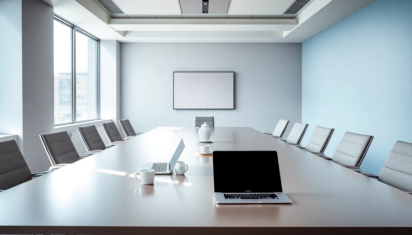 Professionelle Headhunter Agentur im modernen Konferenzraum mit eleganter Einrichtung.