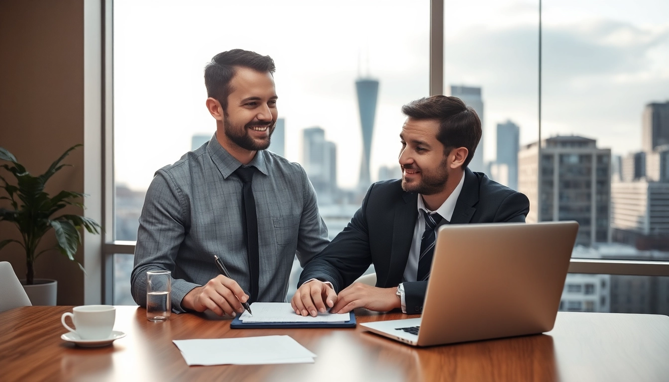 Headhunter Frankfurt im Gespräch mit einem Kandidaten in einem modernen Büro.