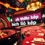 Engaging scene capturing bạch thủ lô kép excitement at a lavish casino table with dice and cards.