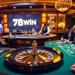 Experience the thrill of 78WIN with casino players at immersive poker tables and roulette.