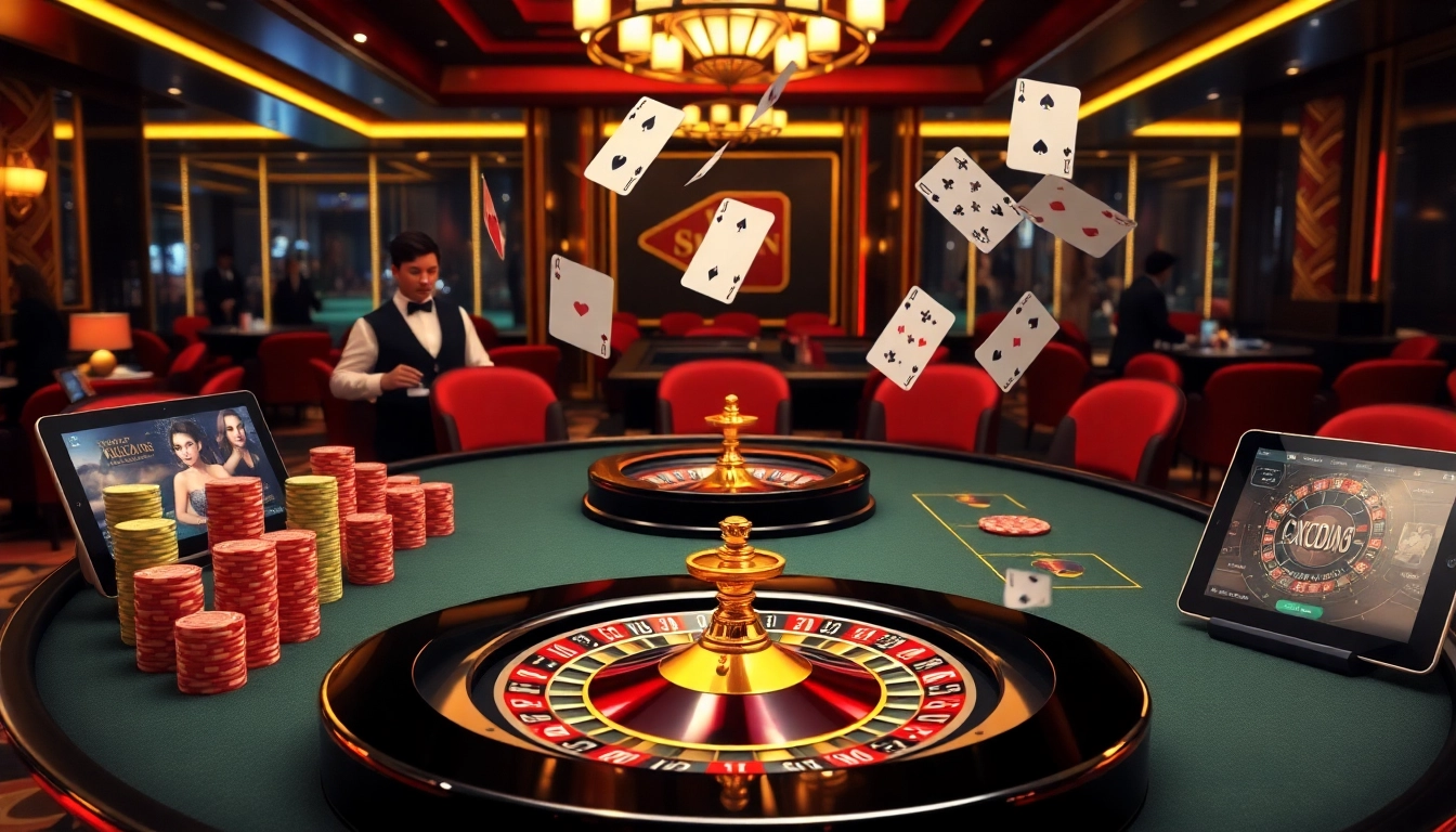 Experience immersive gambling action at XOCDIA88 on a luxurious casino table.